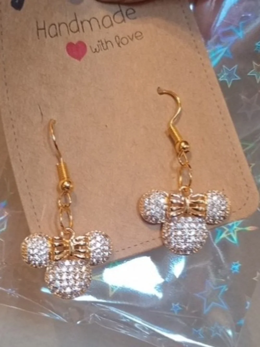 $8 Each Or Bundle 5/$20 Handmade Gold Crystal Mouse Earrings